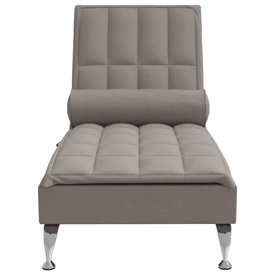 Chaise longue de massage avec traversin taupe tissu - 4