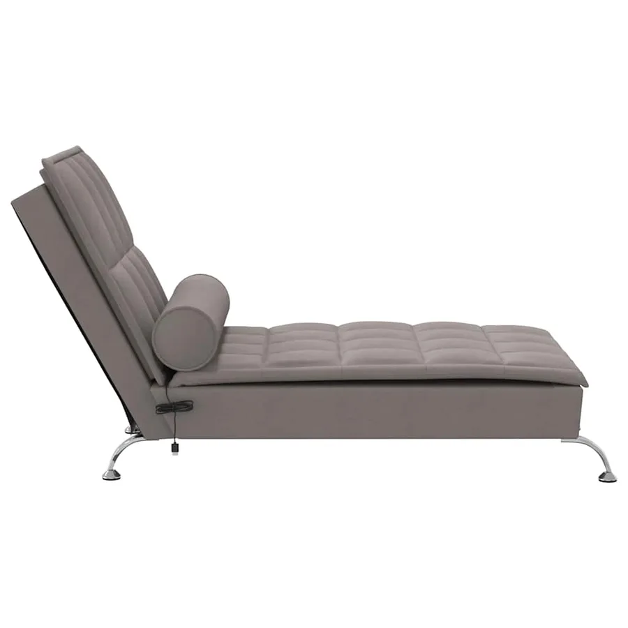 Chaise longue de massage avec traversin taupe tissu - 5