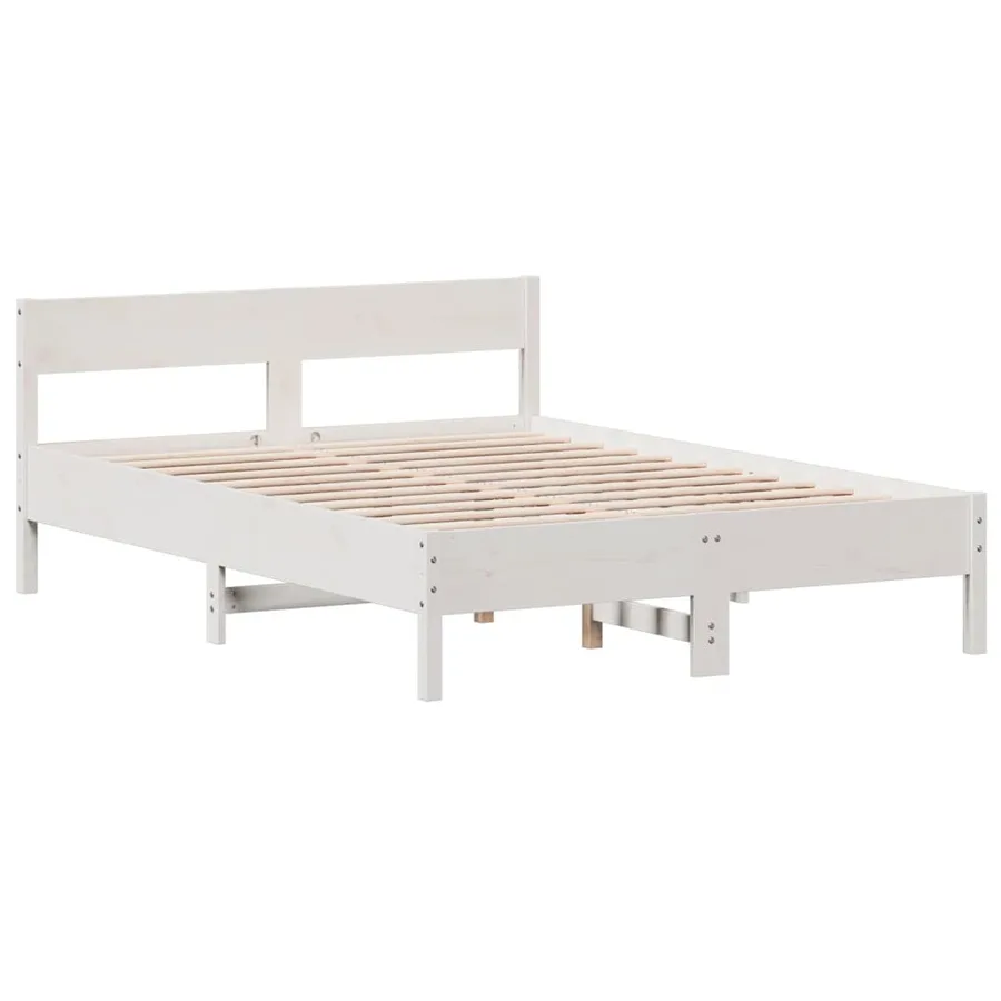 Cadre de lit sans matelas blanc 120x190 cm bois de pin massif - 3
