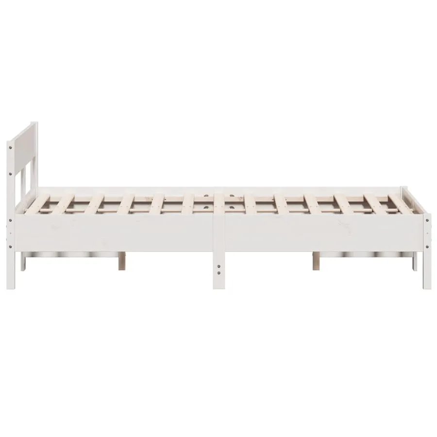 Cadre de lit sans matelas blanc 120x190 cm bois de pin massif - 5