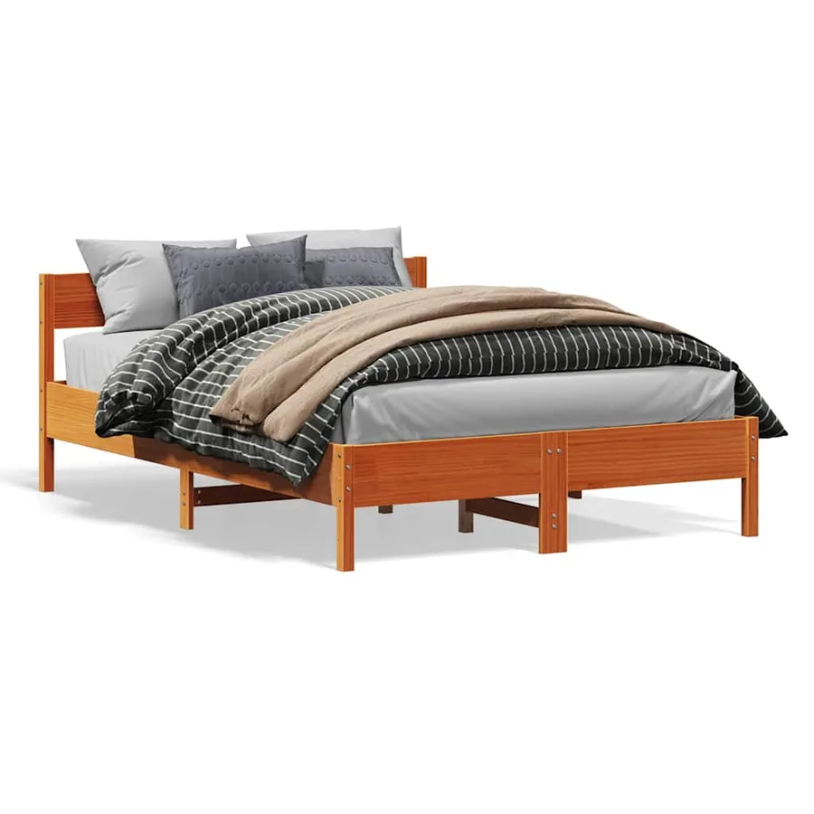 Cadre de lit sans matelas cire marron 120x190cm bois pin massif - 2