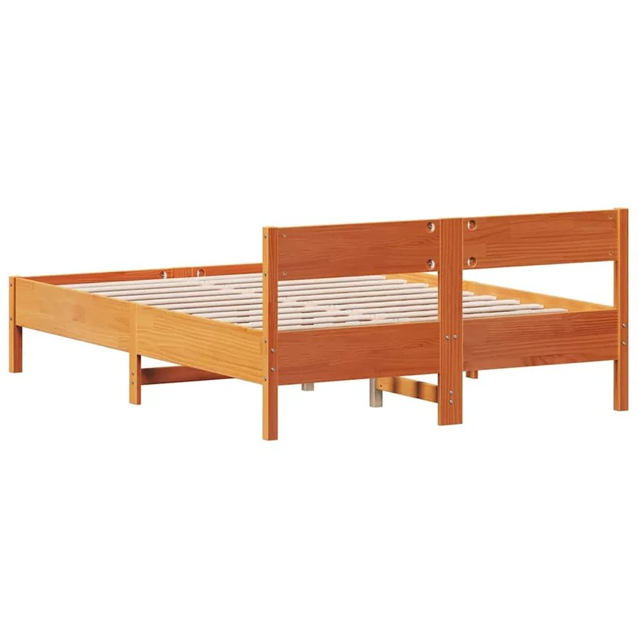 Cadre de lit sans matelas cire marron 120x190cm bois pin massif - 6