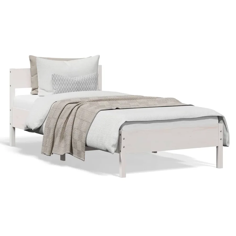 Cadre de lit sans matelas blanc 90x200 cm bois de pin massif - 2