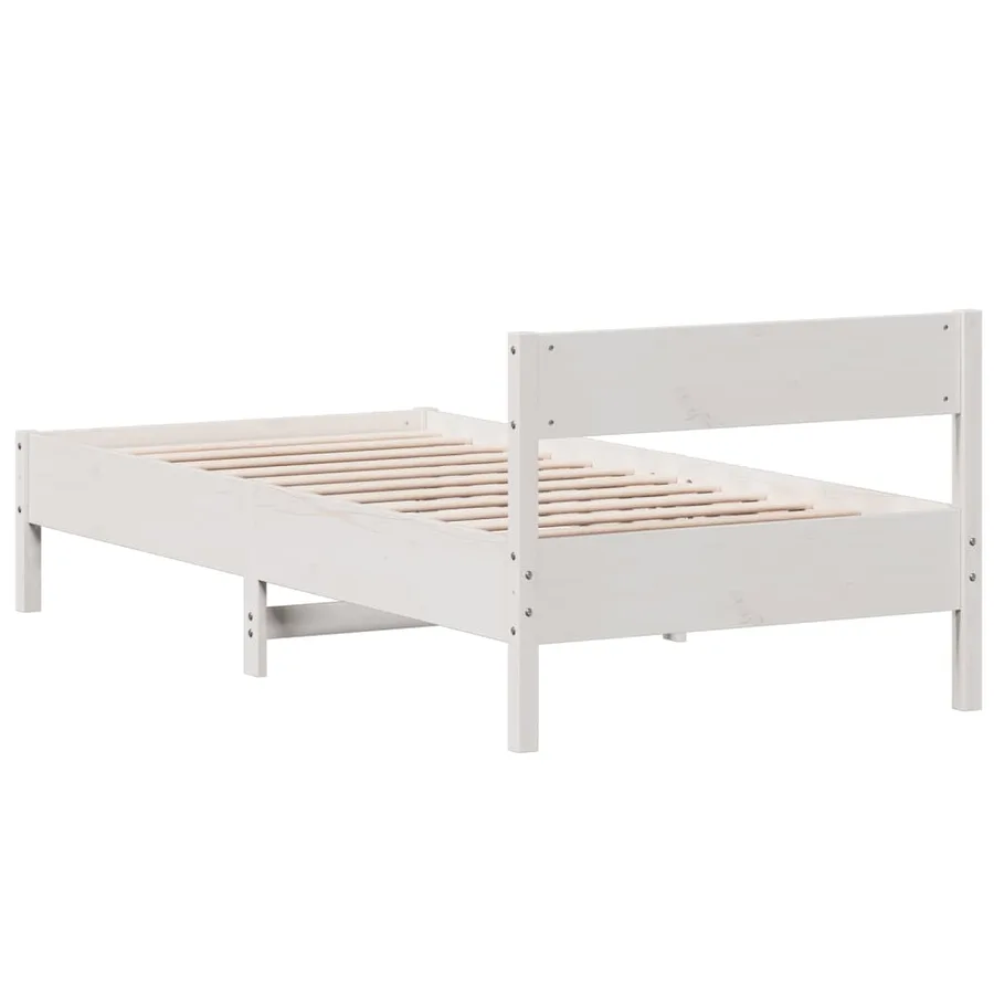 Cadre de lit sans matelas blanc 90x200 cm bois de pin massif - 6