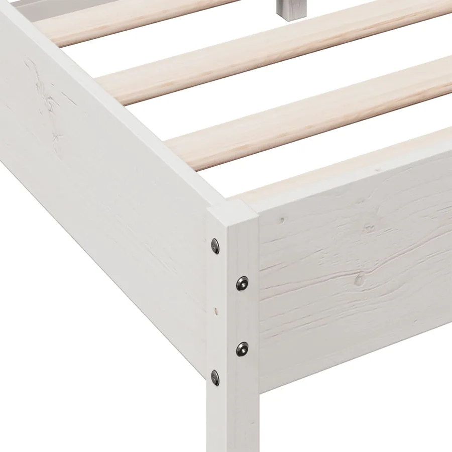 Cadre de lit sans matelas blanc 90x200 cm bois de pin massif - 7