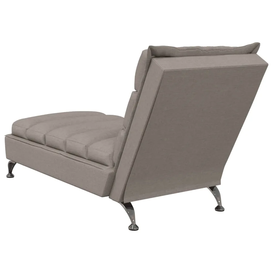 Chaise longue avec coussins taupe tissu - 6