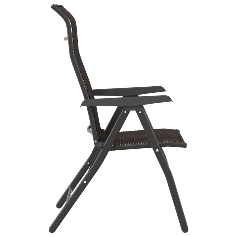 Chaises pliables de jardin lot de 4 café noir résine tressée - 7