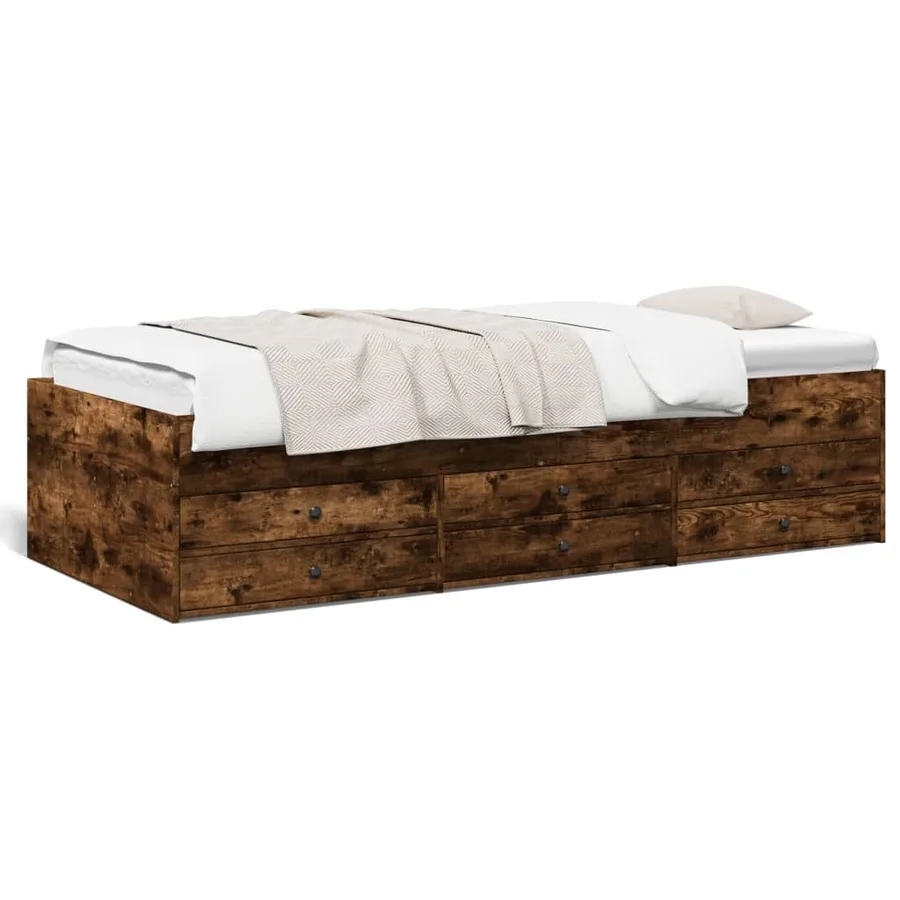 Lit de jour avec tiroirs sans matelas chêne fumé 90x190 cm - 2