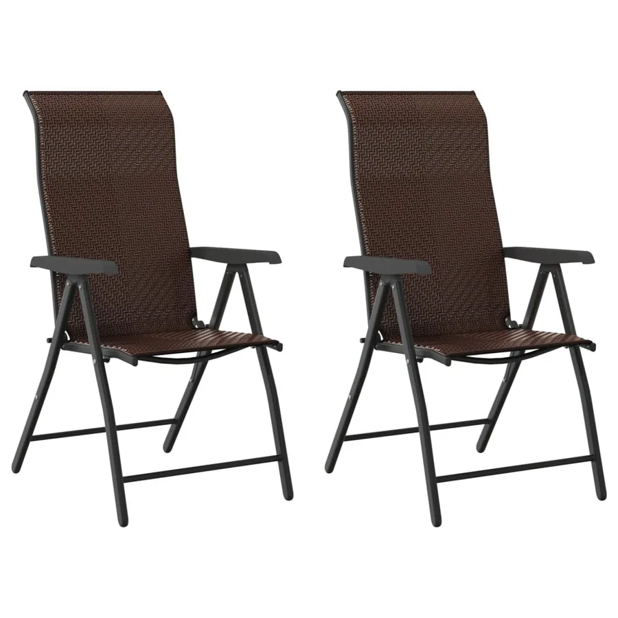 Chaises pliables de jardin lot de 2 marron résine tressée - 2