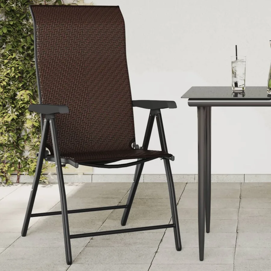 Chaises pliables de jardin lot de 2 marron résine tressée - 3