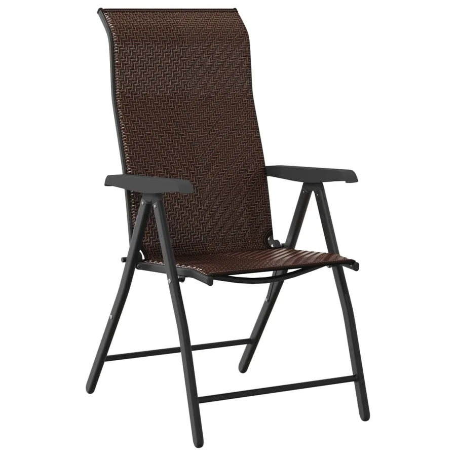 Chaises pliables de jardin lot de 2 marron résine tressée - 4