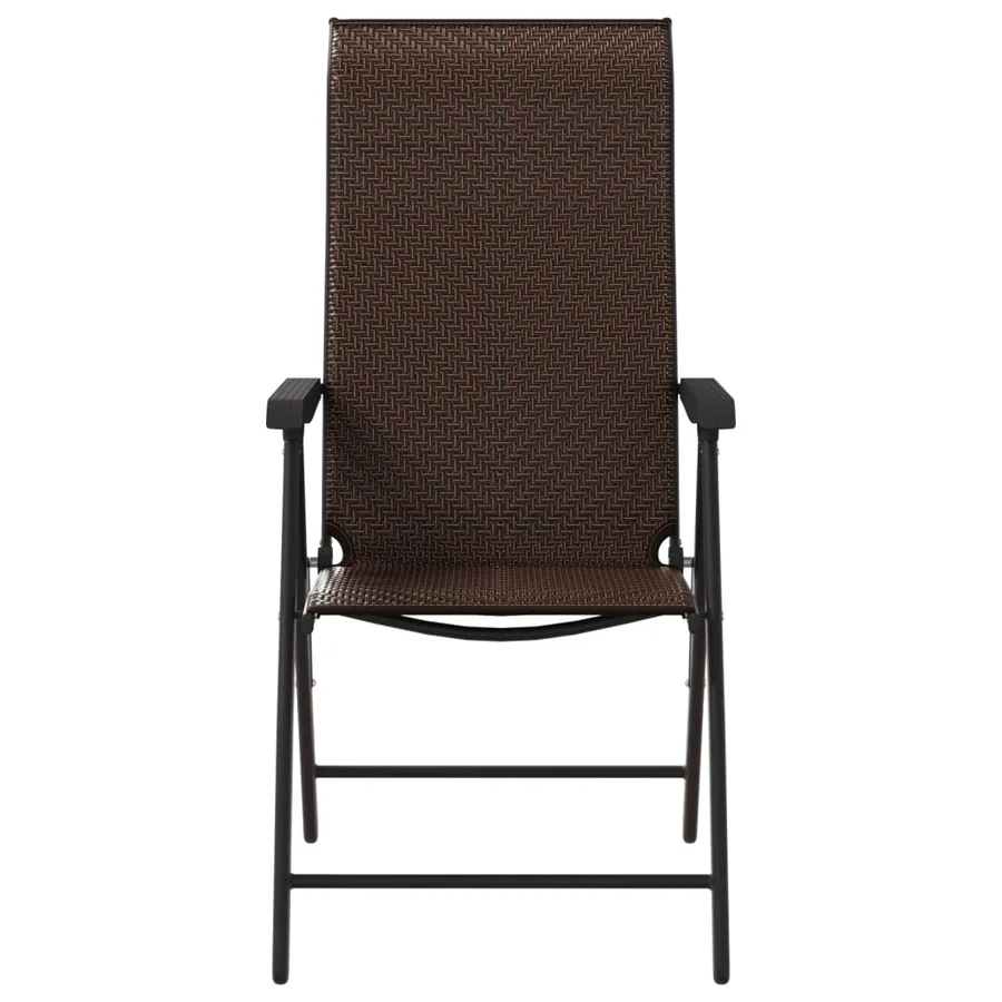 Chaises pliables de jardin lot de 2 marron résine tressée - 5