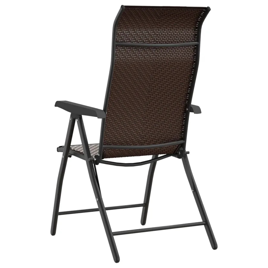 Chaises pliables de jardin lot de 2 marron résine tressée - 7