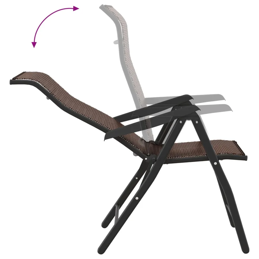 Chaises pliables de jardin lot de 2 marron résine tressée - 8