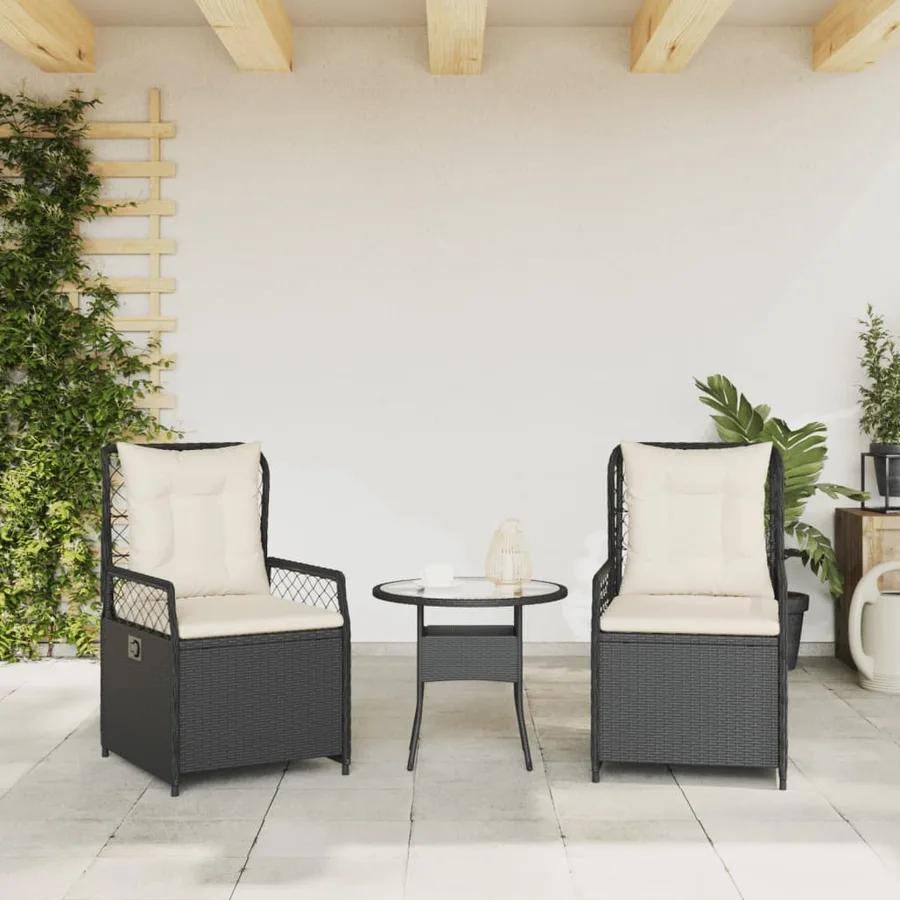 Chaises inclinables de jardin lot de 2 noir résine tressée - 3