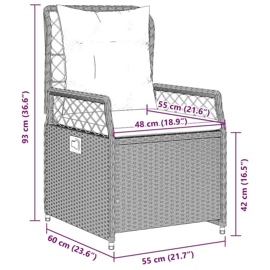 Ensemble à manger de jardin coussins 5pcs Noir Résine tressée - 10