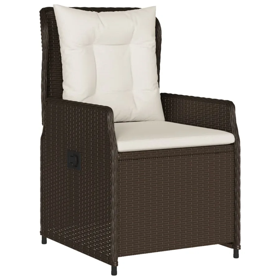 Ensemble à manger de jardin et coussins 7 pcs marron rotin - 3