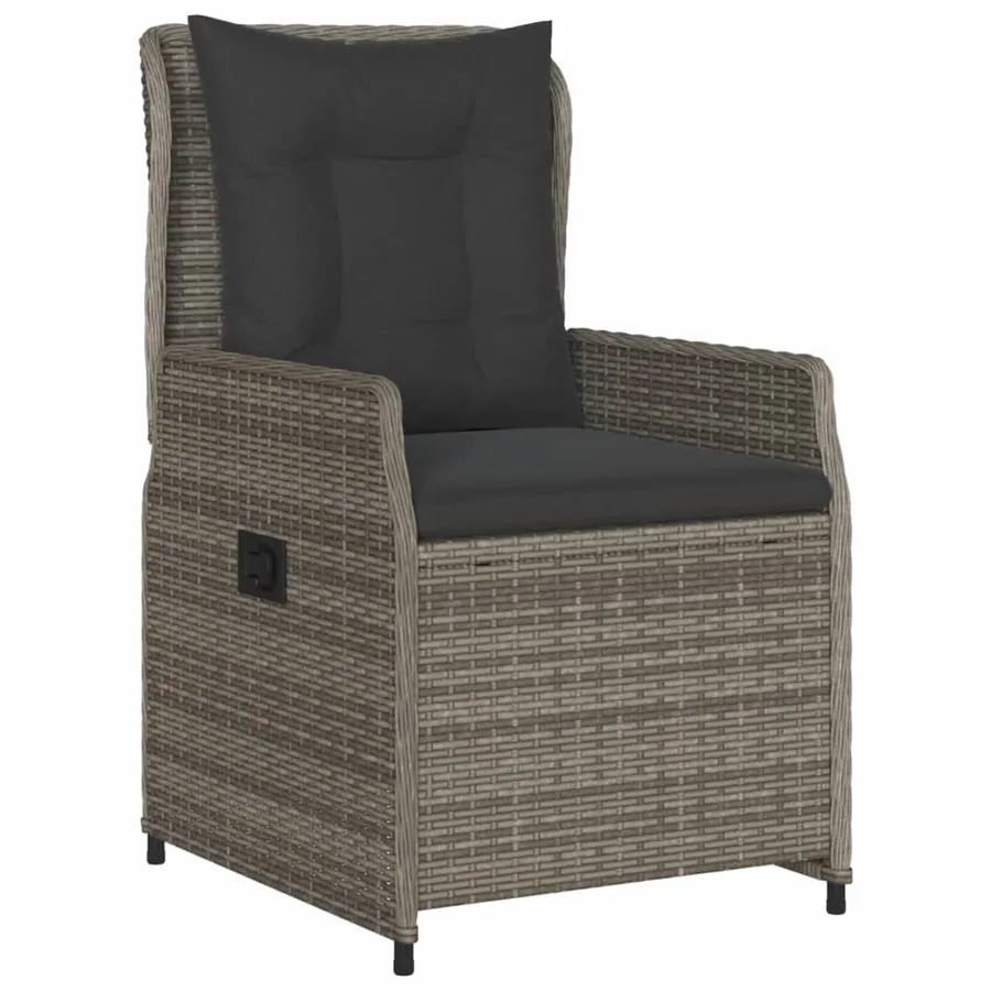 Ensemble de bistro 3 pcs avec coussins gris résine tressée - 3