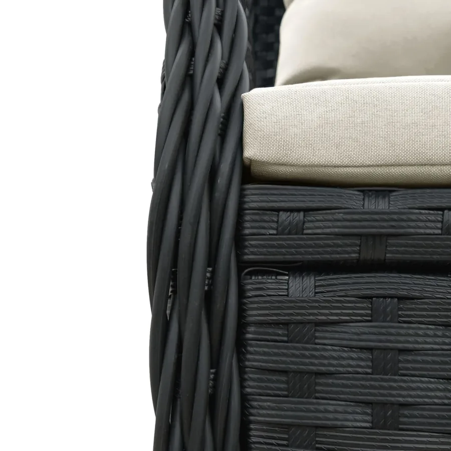 Ensemble à manger de jardin coussins 7pcs Noir Résine tressée - 6