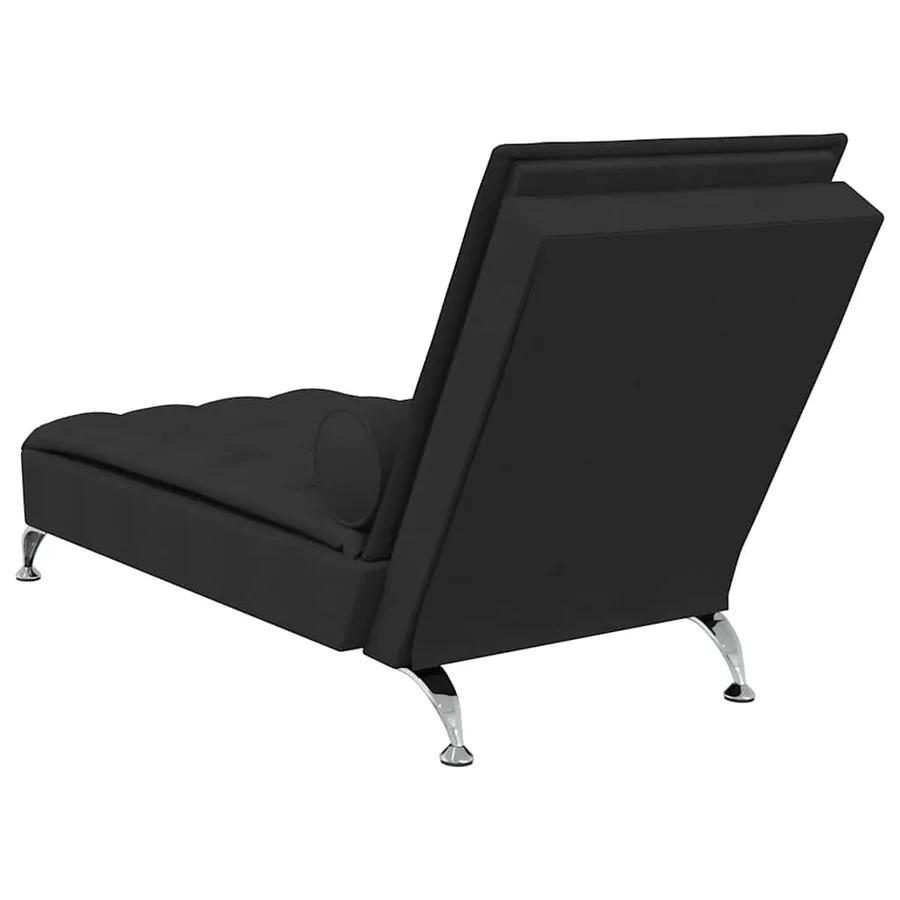 Chaise longue de massage avec traversin noir tissu - 6