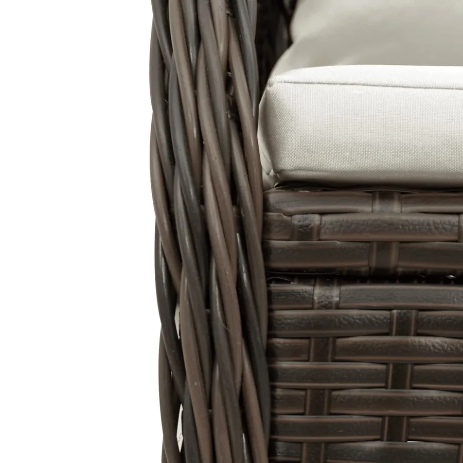Ensemble à manger de jardin 5 pcs et coussins marron poly rotin - 6
