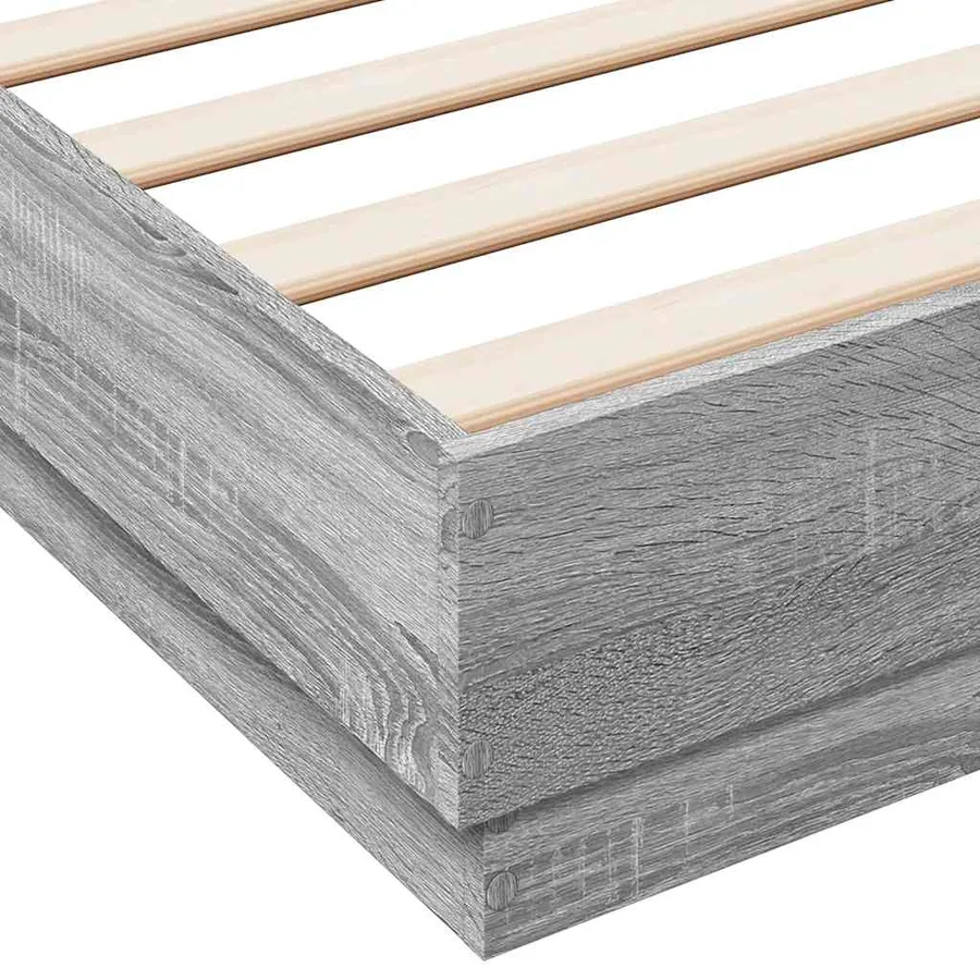 Cadre de lit sans matelas sonoma gris 150x200 cm - 7