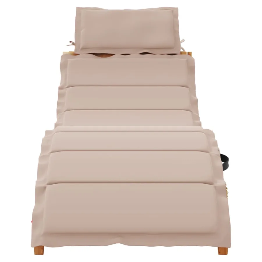 Chaise longue avec coussin taupe bois d'acacia solide - 3