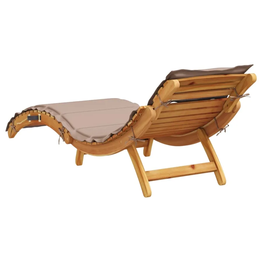 Chaise longue avec coussin taupe bois d'acacia solide - 4