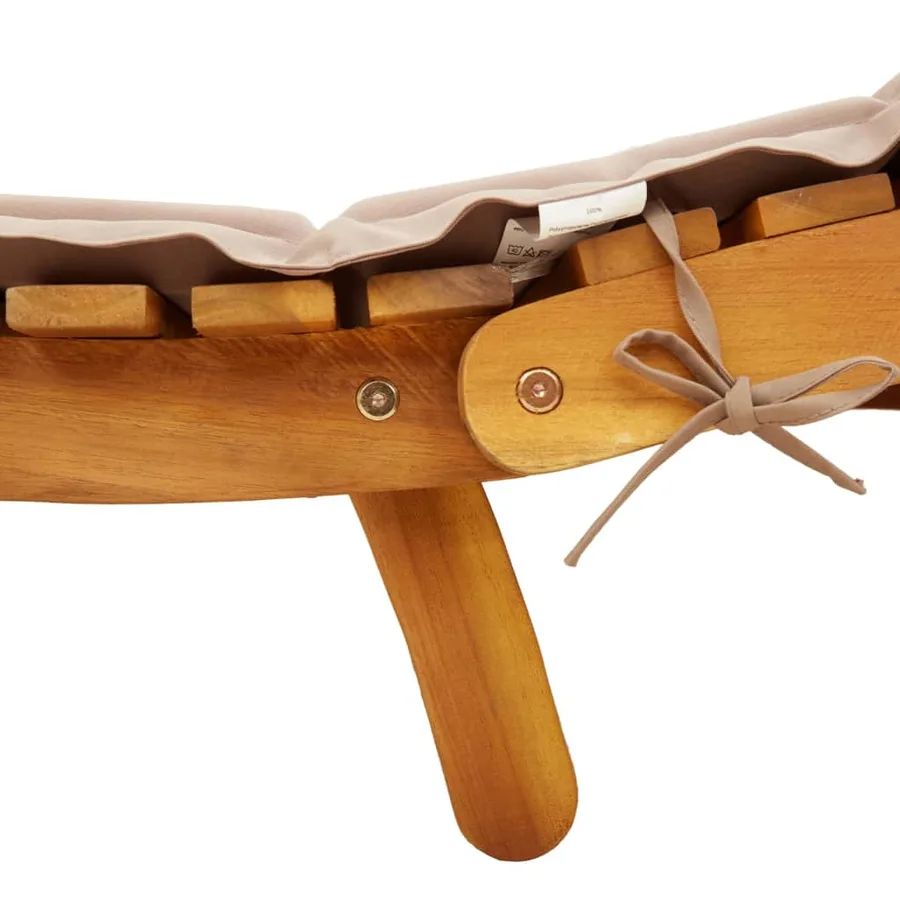 Chaise longue avec coussin taupe bois d'acacia solide - 6