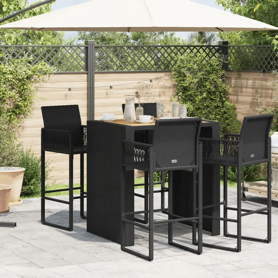 Table de bar de jardin et dessus en bois acacia résine tressée - 3