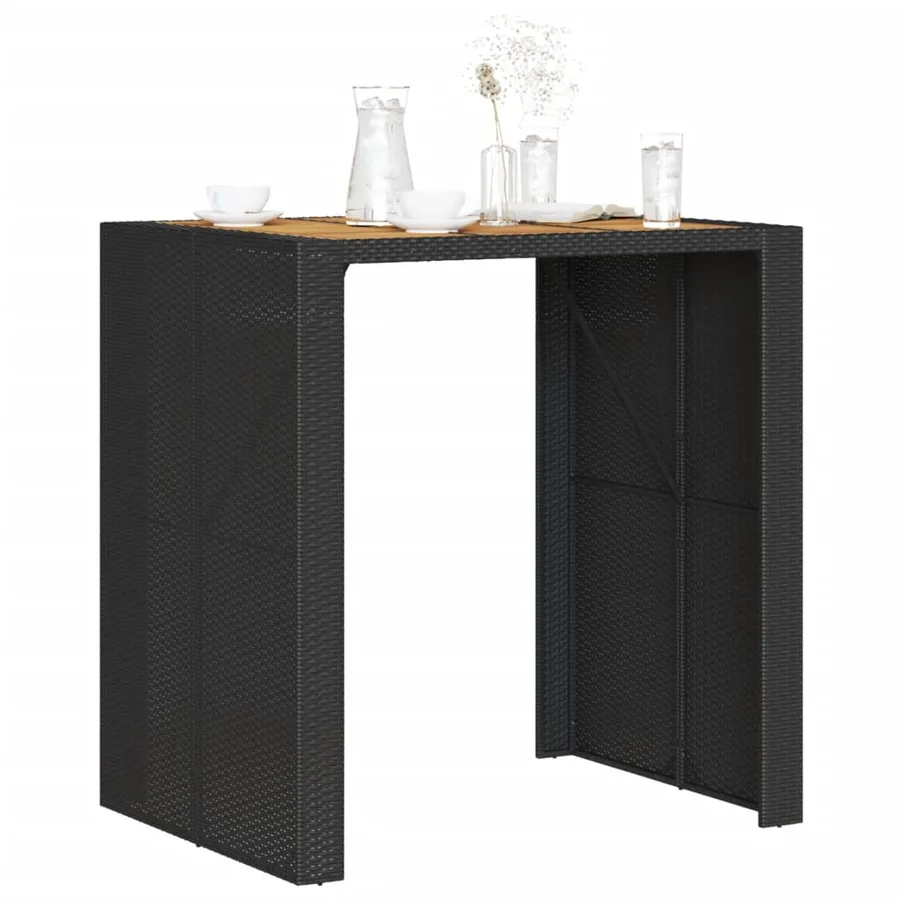 Table de bar de jardin et dessus en bois acacia résine tressée - 4