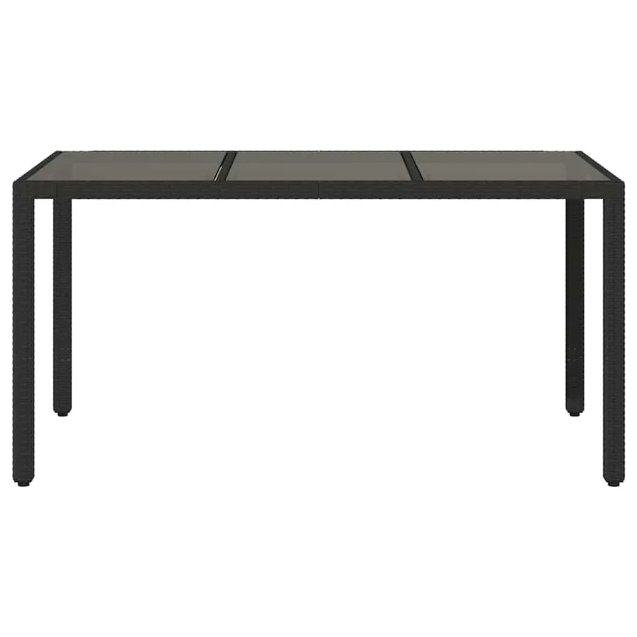 Table de jardin dessus en verre Noir 150x90x75cm Résine tressée - 4