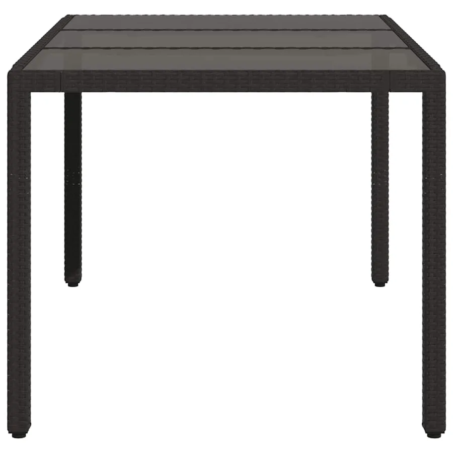 Table de jardin dessus en verre Noir 150x90x75cm Résine tressée - 5