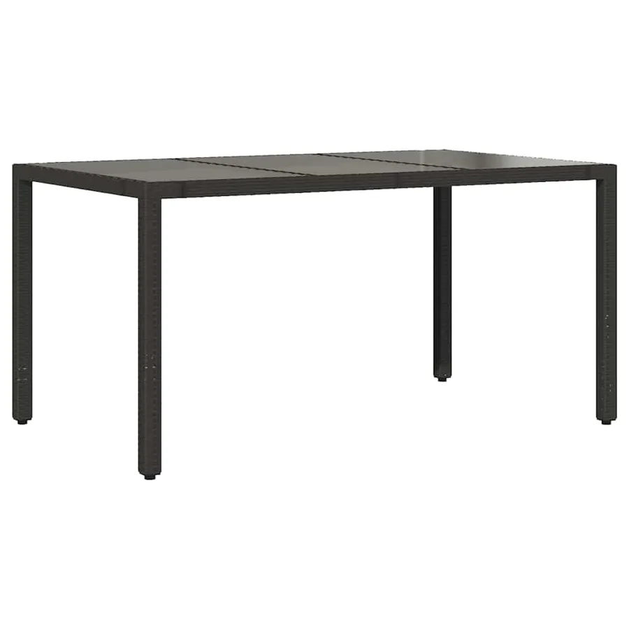 Table de jardin dessus en verre Noir 150x90x75cm Résine tressée - 6