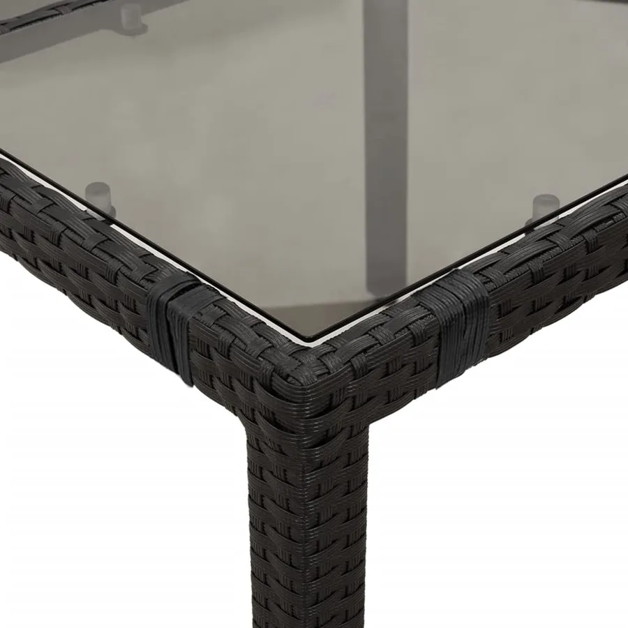 Ensemble à manger de jardin coussins 7pcs Noir Résine tressée - 8
