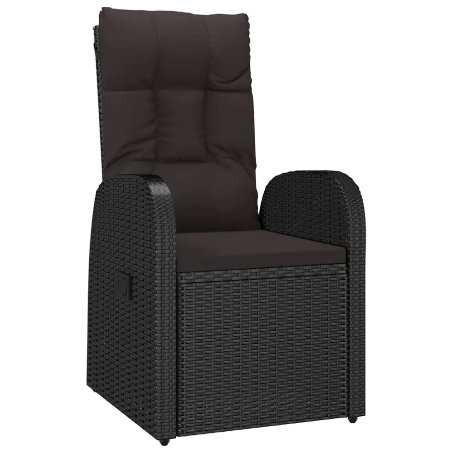 Ensemble à manger de jardin 9pcs coussins noir résine tressée - 3