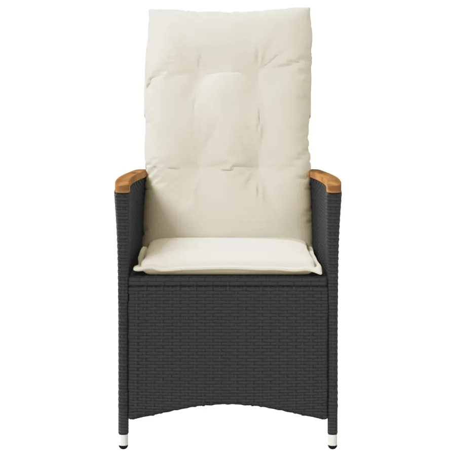 Chaises inclinables de jardin lot de 2 et coussins noir rotin - 4
