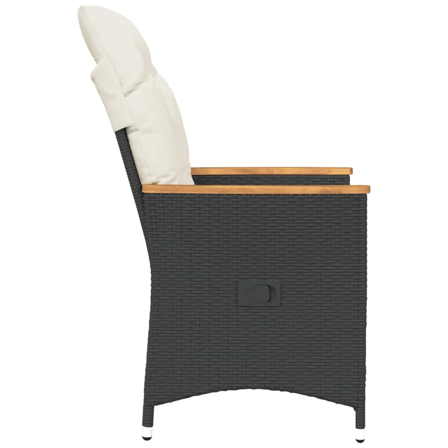 Chaises inclinables de jardin lot de 2 et coussins noir rotin - 5