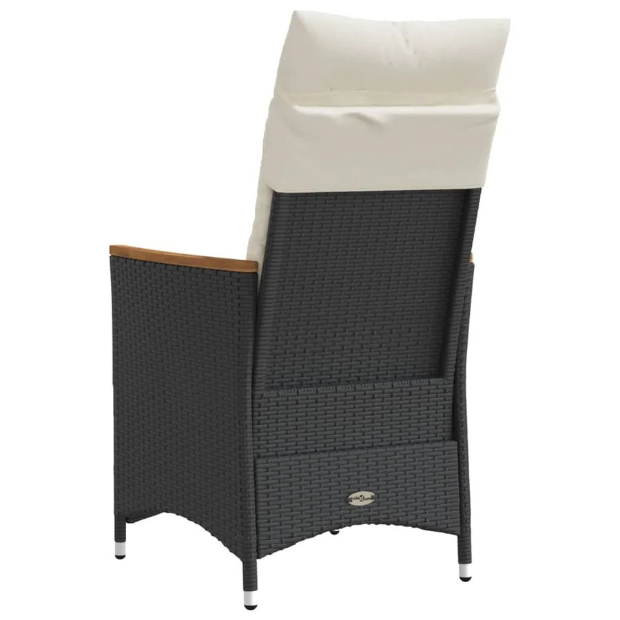 Chaises inclinables de jardin lot de 2 et coussins noir rotin - 6