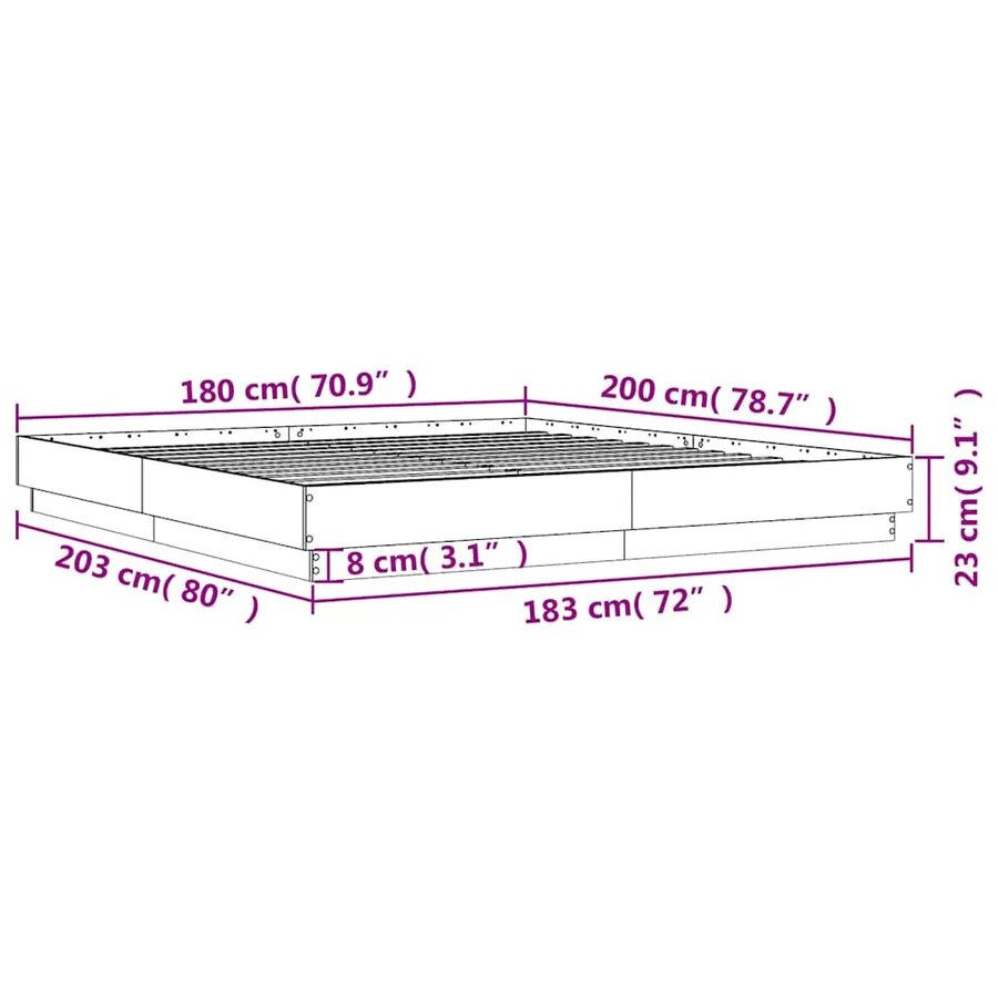 Cadre de lit sans matelas blanc 180x200 cm - 8