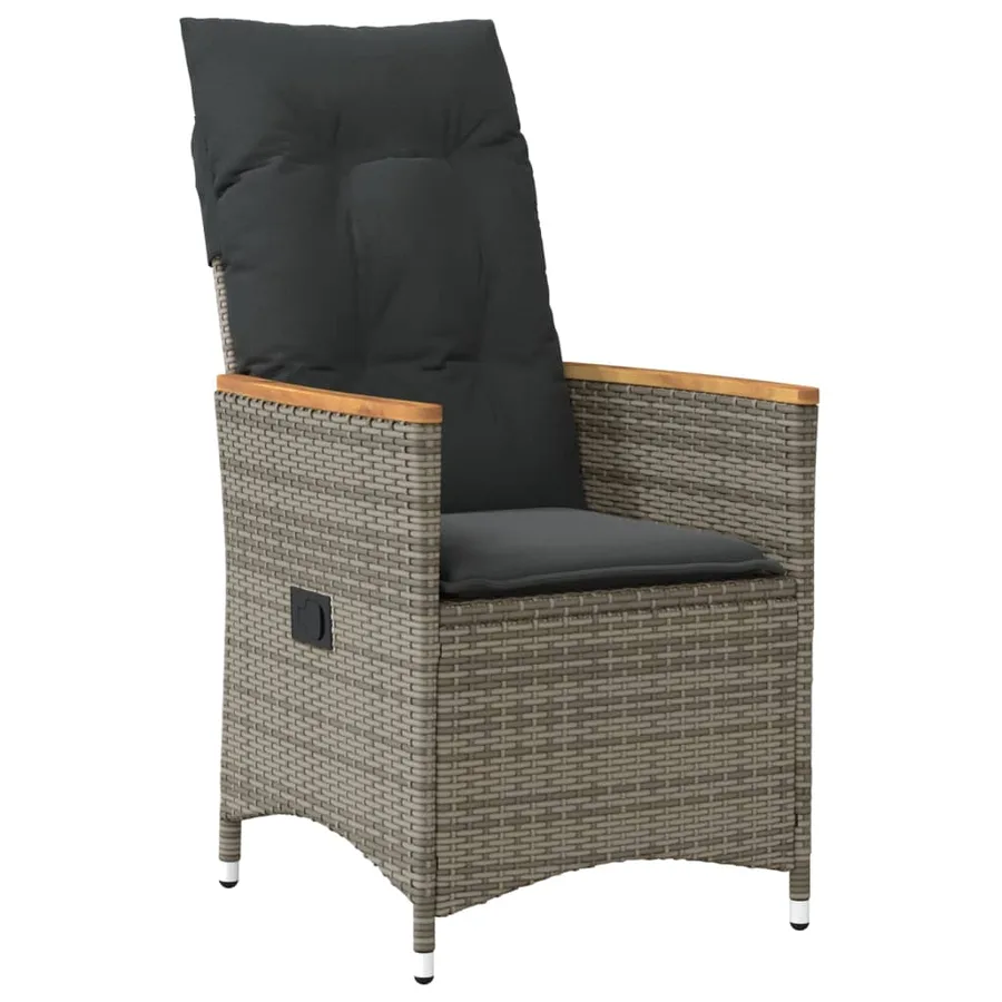 Chaise inclinable de jardin avec coussins gris résine tressée - 2