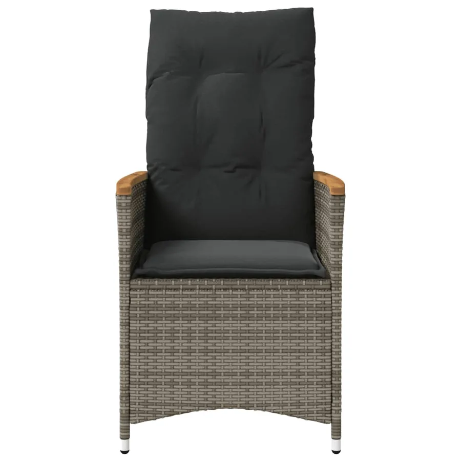 Chaise inclinable de jardin avec coussins gris résine tressée - 4