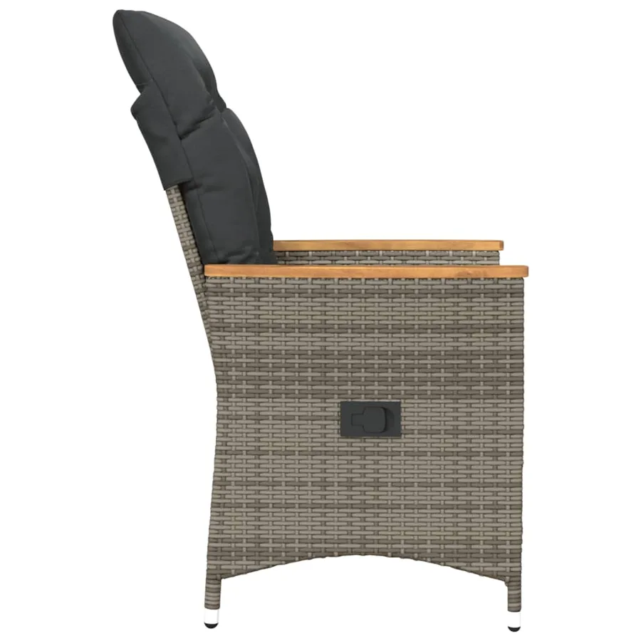 Chaise inclinable de jardin avec coussins gris résine tressée - 5