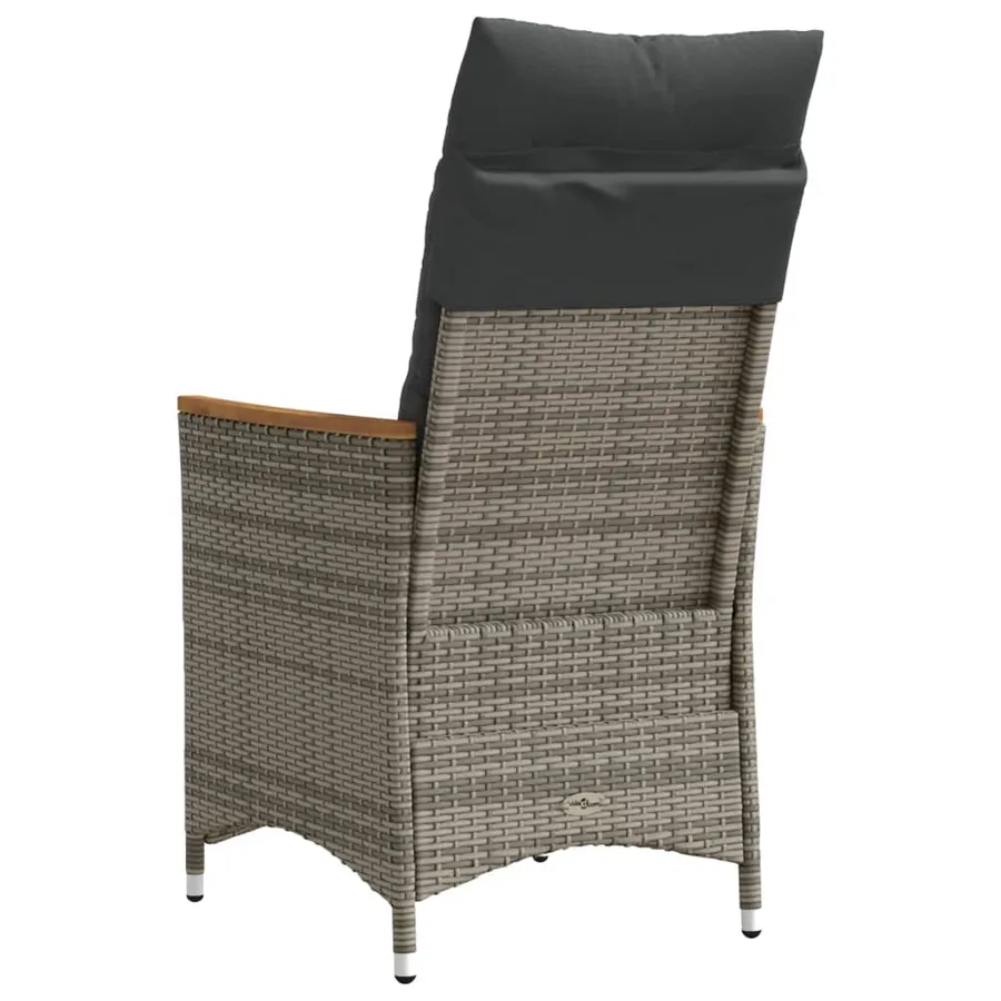 Chaise inclinable de jardin avec coussins gris résine tressée - 6