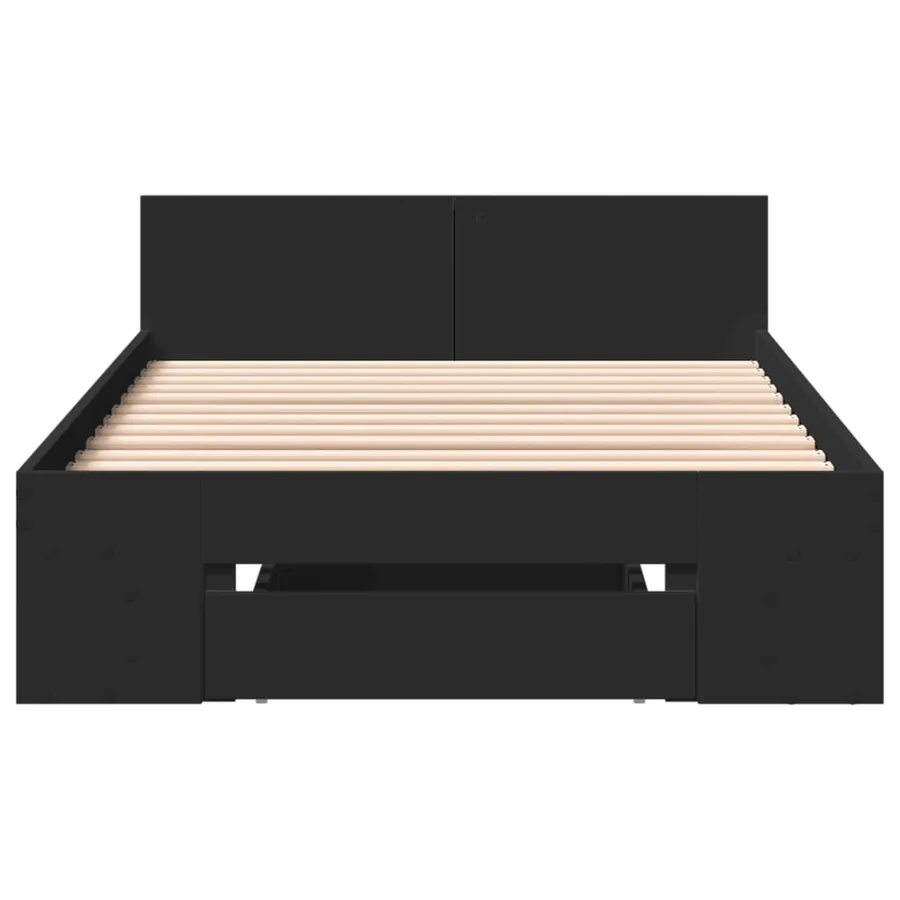 Cadre de lit avec tiroir sans matelas noir 75x190 cm - 4