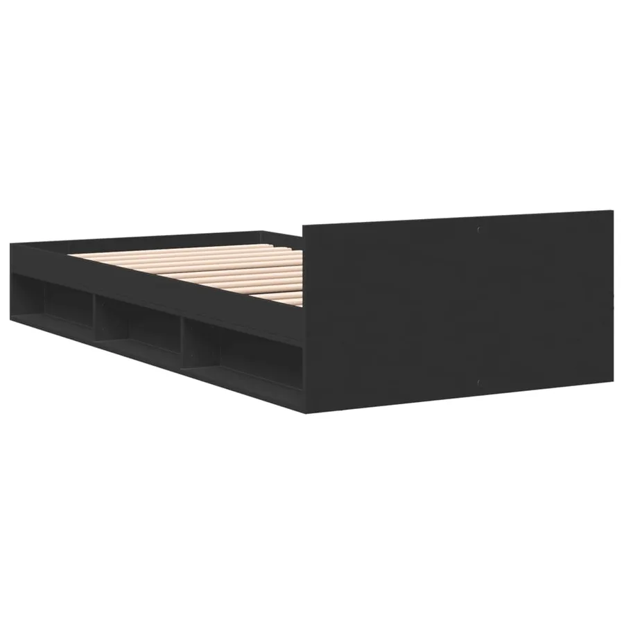 Cadre de lit avec tiroir sans matelas noir 75x190 cm - 6