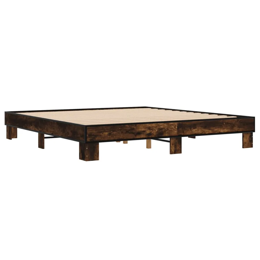 Cadre de lit sans matelas chêne fumé 200x200 cm - 3