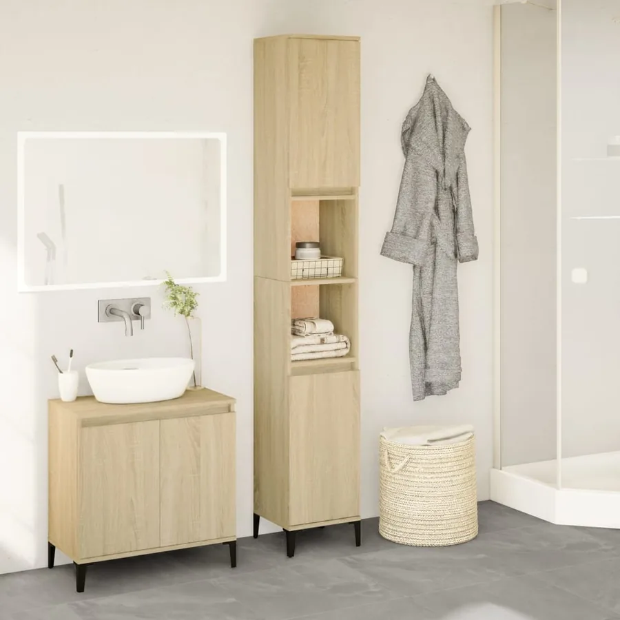 Armoire salle de bain chêne sonoma 30x30x190 cm
