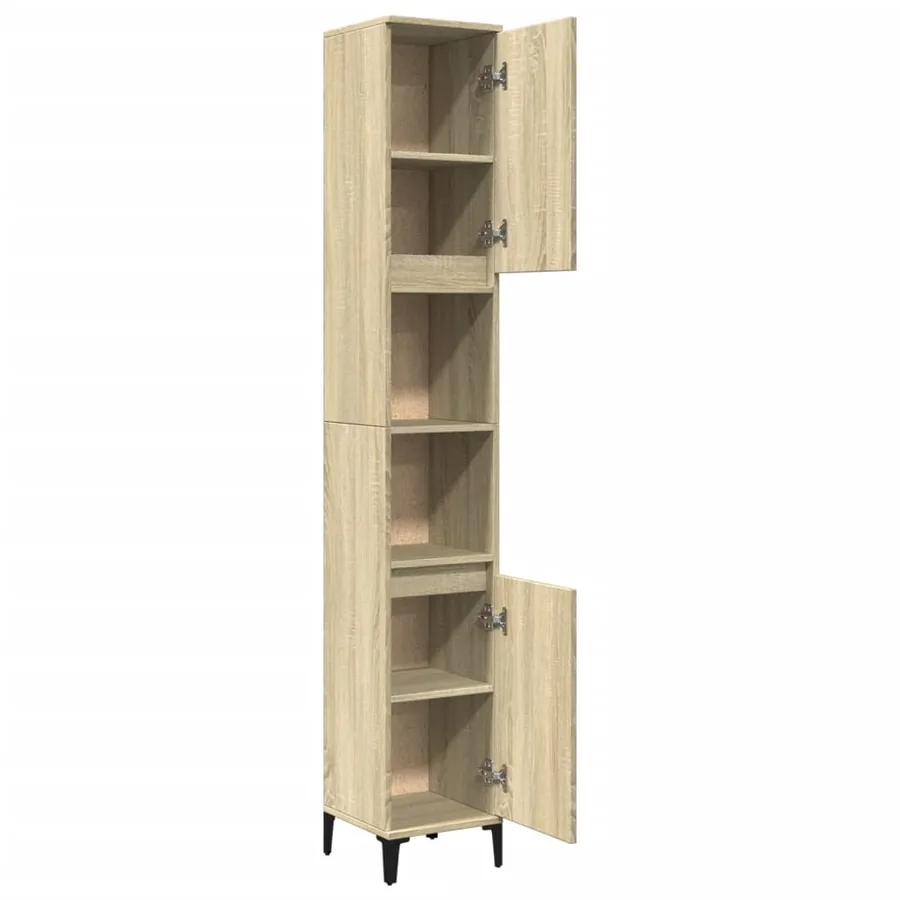 Armoire salle de bain chêne sonoma 30x30x190 cm - 6