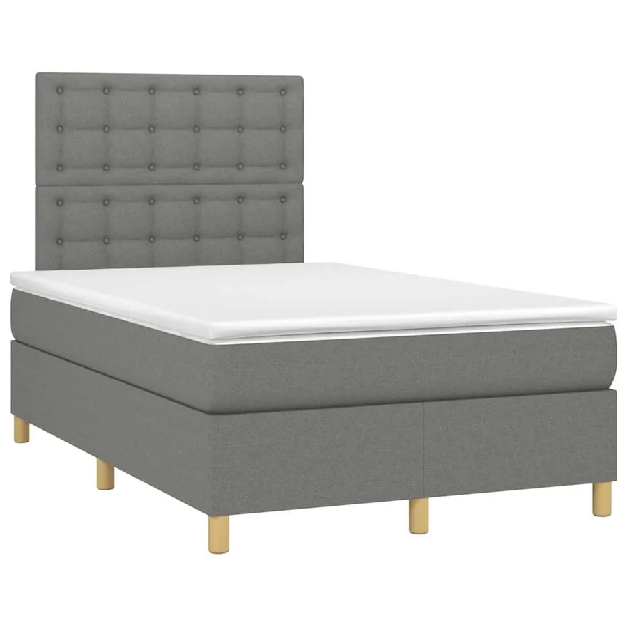 Sommier à lattes de lit matelas LED gris foncé 120x190 cm tissu - 3